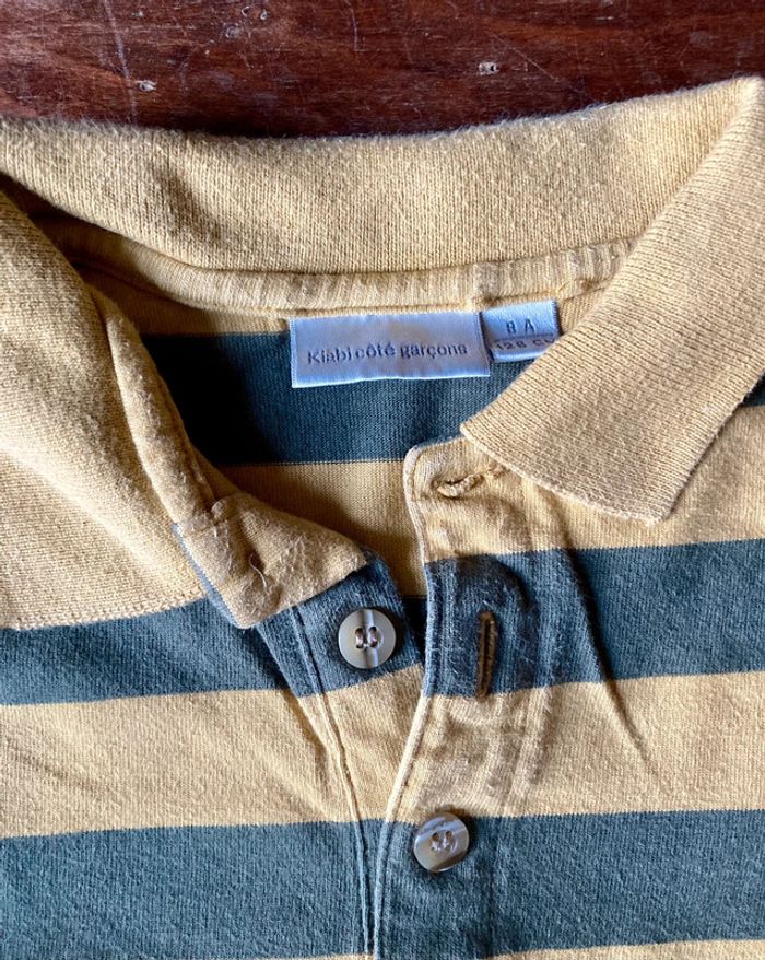 Polo jaune moutarde et kaki 8 ans type Rugby Kiabi - photo numéro 4