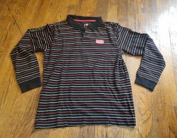 Polo manche longue garçon quicksilver noir à rayure taille 12ans