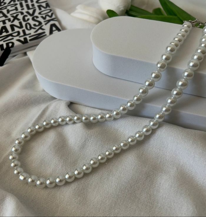 Collier Aesthetic de perles Blanches - photo numéro 3