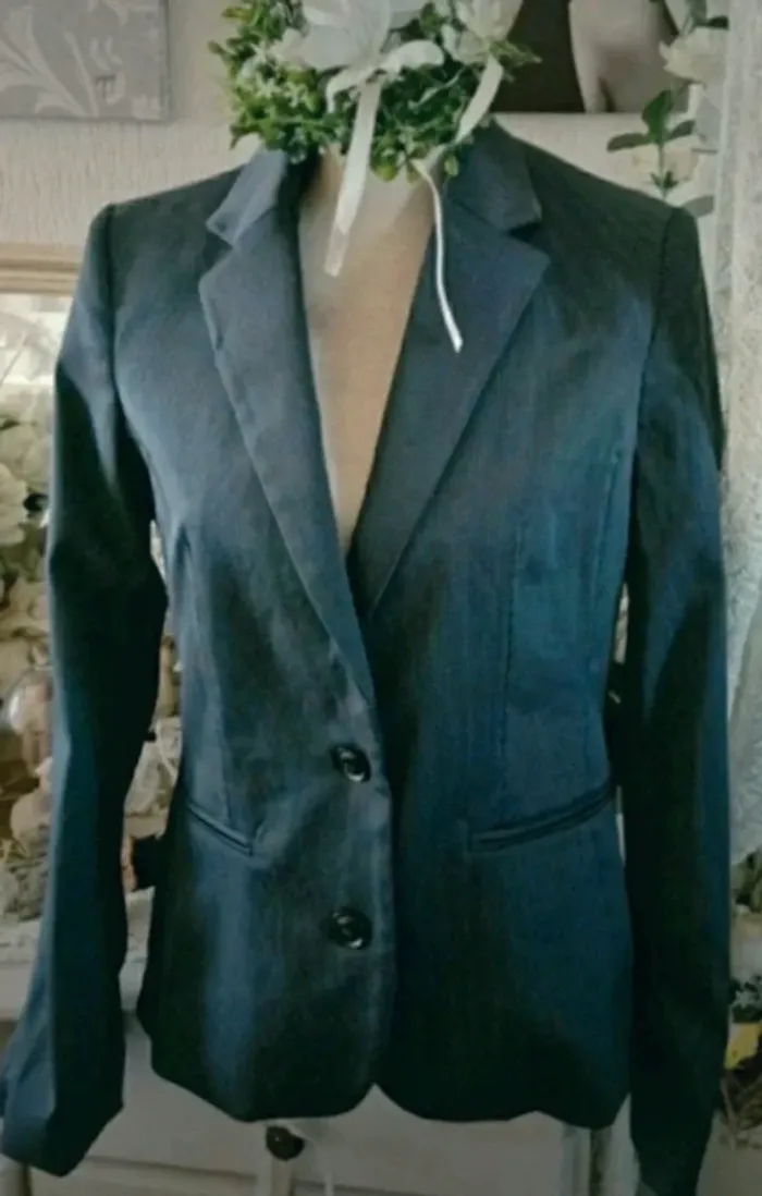 Tailleur jupe chic gris rayé Mango Taille 38 - photo numéro 3