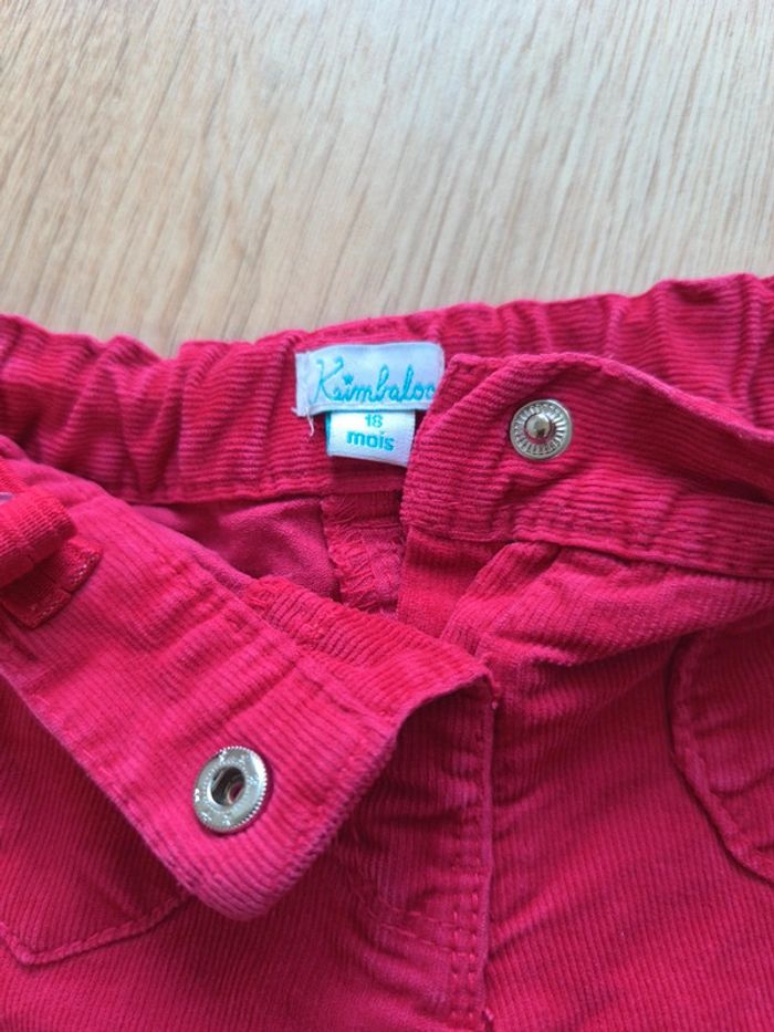 Pantalon velours fille rose Kimbaloo 18 mois - photo numéro 3