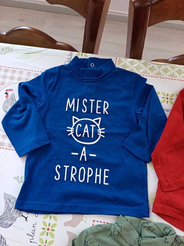 Lot de 3 tee-shirt col roulé Gémo 12 mois - photo numéro 2