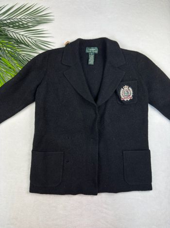Veste Blazer Ralph Lauren Taille M Femme Noir Vintage Laine Chic Classique 01525