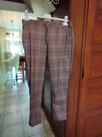 Pantalon droit gris à carreaux S/36 vintage y2k