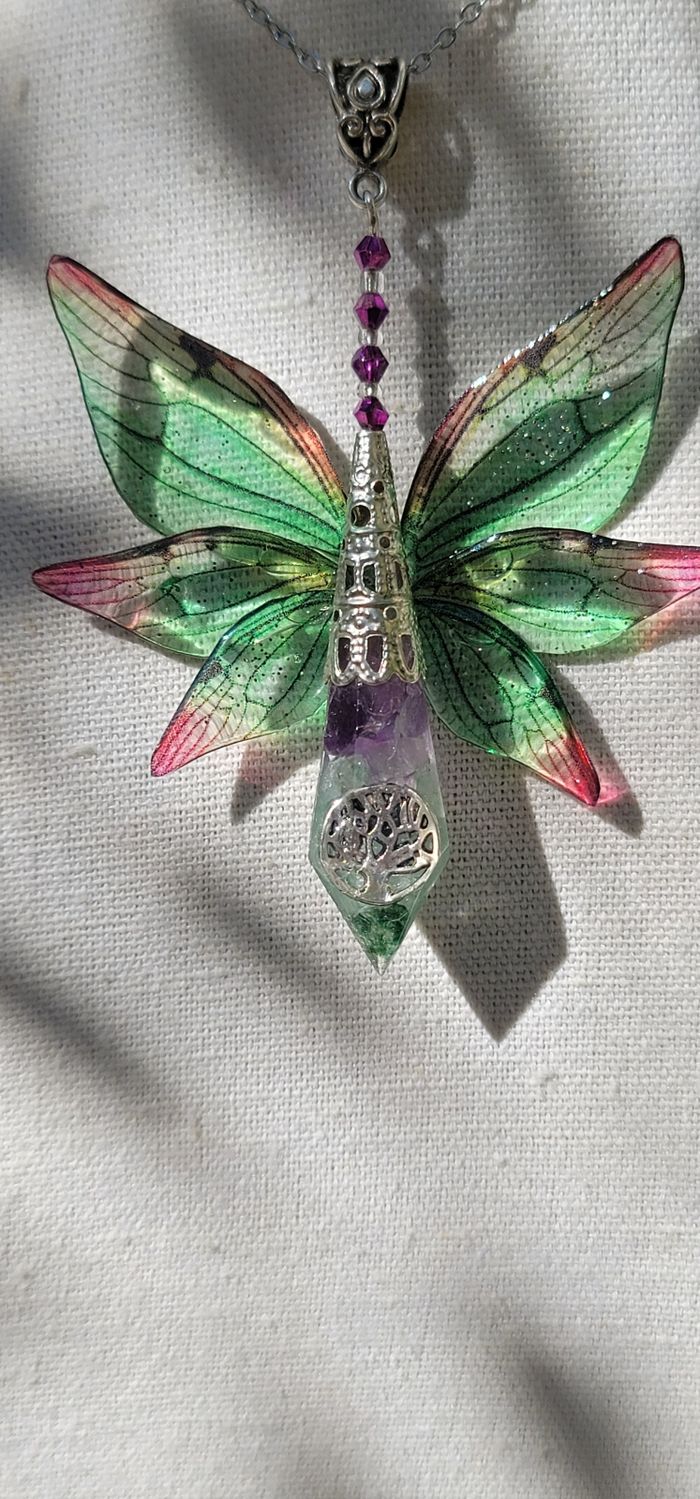 Collier Sagesse et Sérénité pendentif elfique aile papillon - photo numéro 5