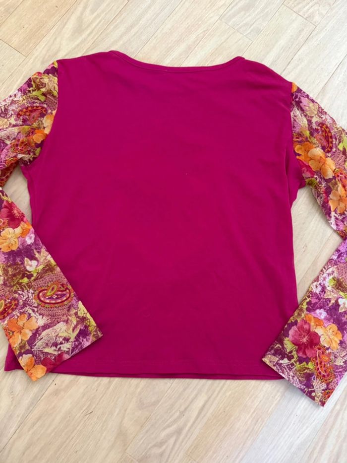 T-shirt artistique Misia Paris – taille S/M – manches longues fleuries – pièce originale & bohème - photo numéro 5