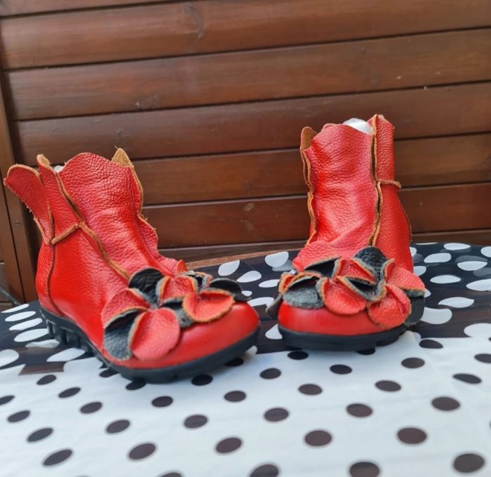 Bottine bohème cuir, pétales de fleurs 38 - photo numéro 5