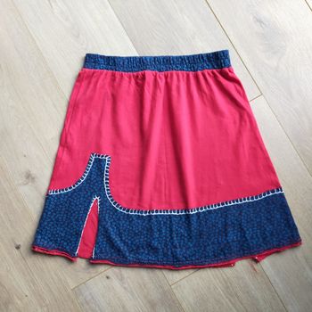 Jupe femme ethnique baba shop taille 36 rouge et bleu