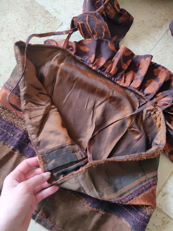 Haut habillé court à bretelles fines ultra vintage tendance Ibiza Batiste contient soie et laine - photo numéro 6