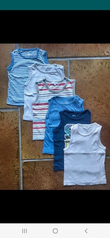 Lot de 6 tee-shirts marcels sans manches 3ans diverses marques