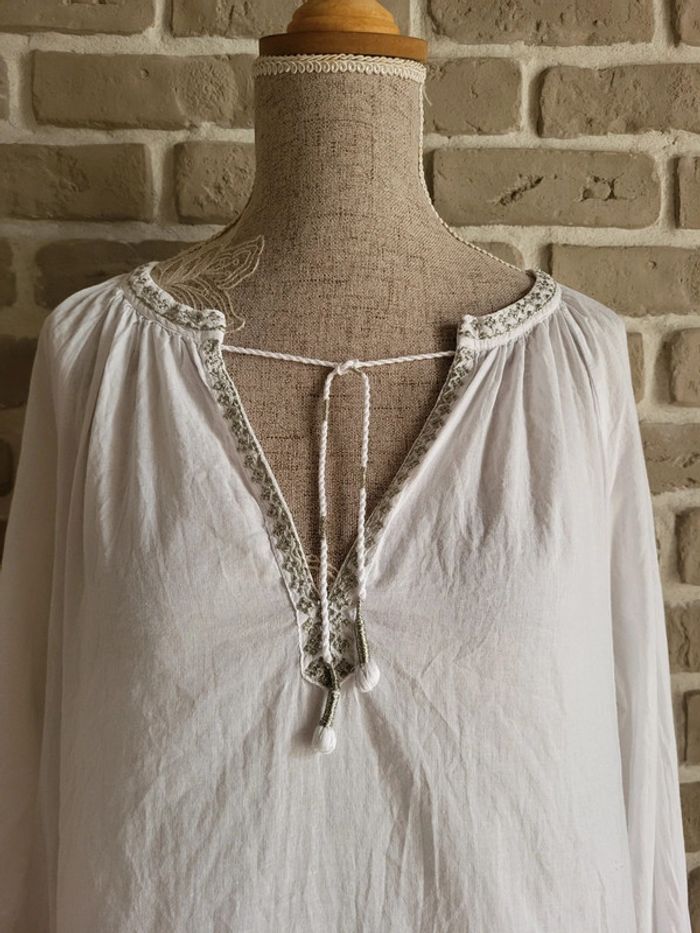 Blouse bohème blanche et broderies argentées Noa Noa - 100% coton - photo numéro 2