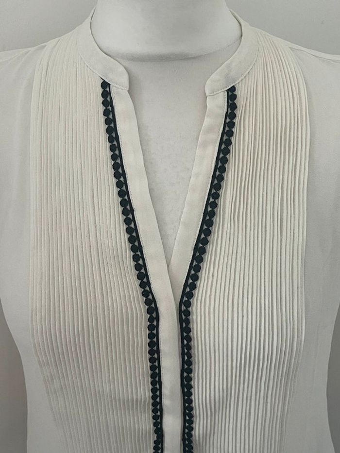 Blouse col en v écrue H&M S comme neuve - photo numéro 3