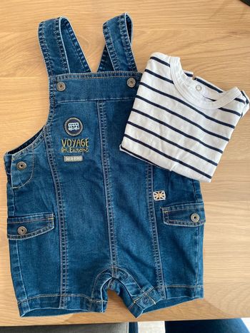 Ensemble salopette + t-shirt Sucre d’orge 6 mois