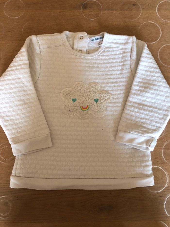 Pull 24 mois bébé fille. Vertbaudet. Crème