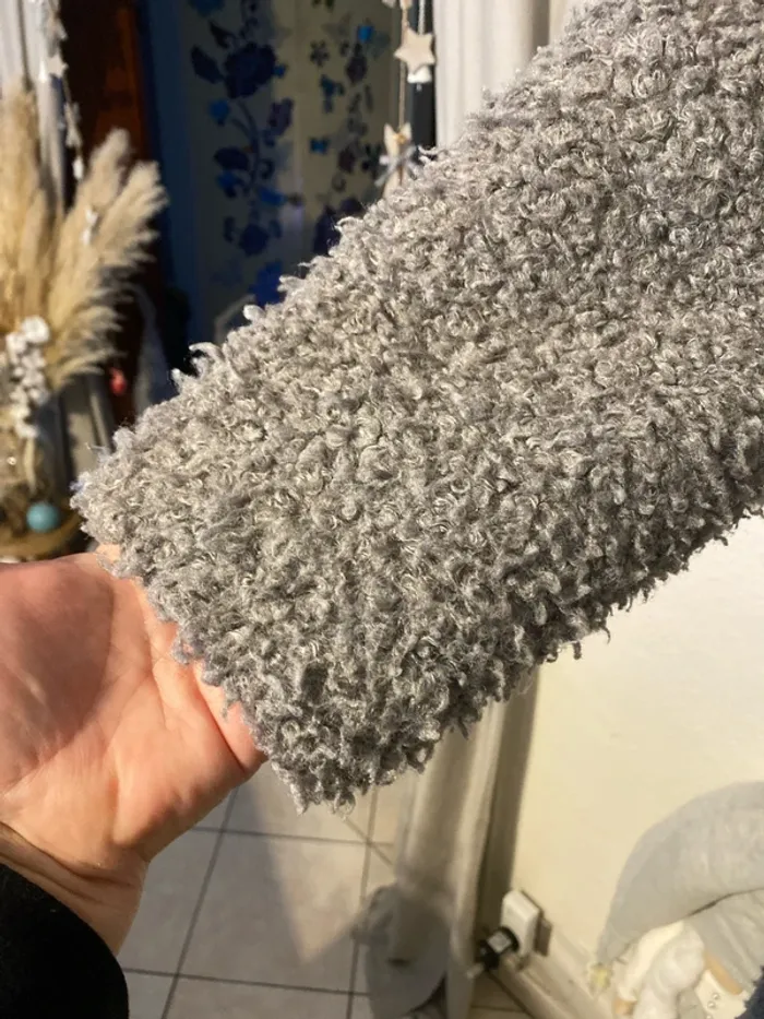 superbe manteau gris bouclette M&S mode 48 - photo numéro 2