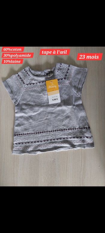 Haut gris fille 23mois 