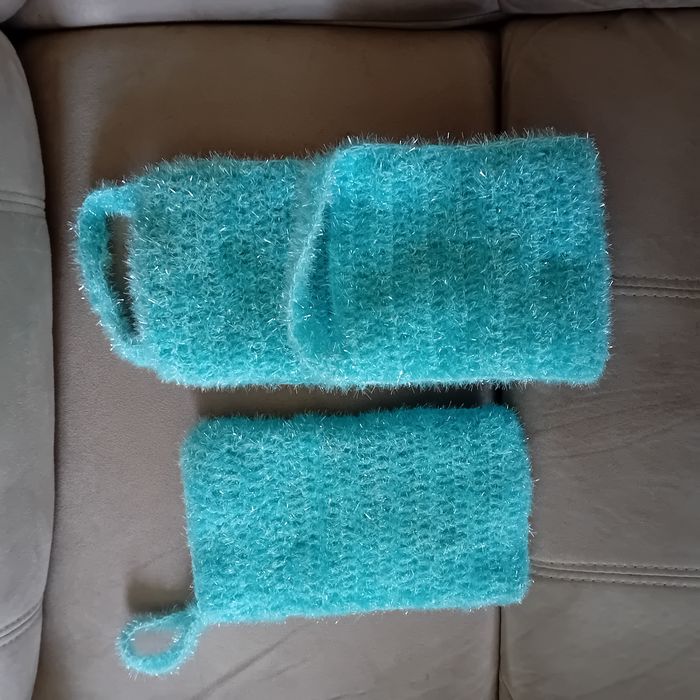 Faby27800 Gant de toilette et Lave dos en laine avec un effet "grattant" exfoliant - tricotés main - - photo numéro 2
