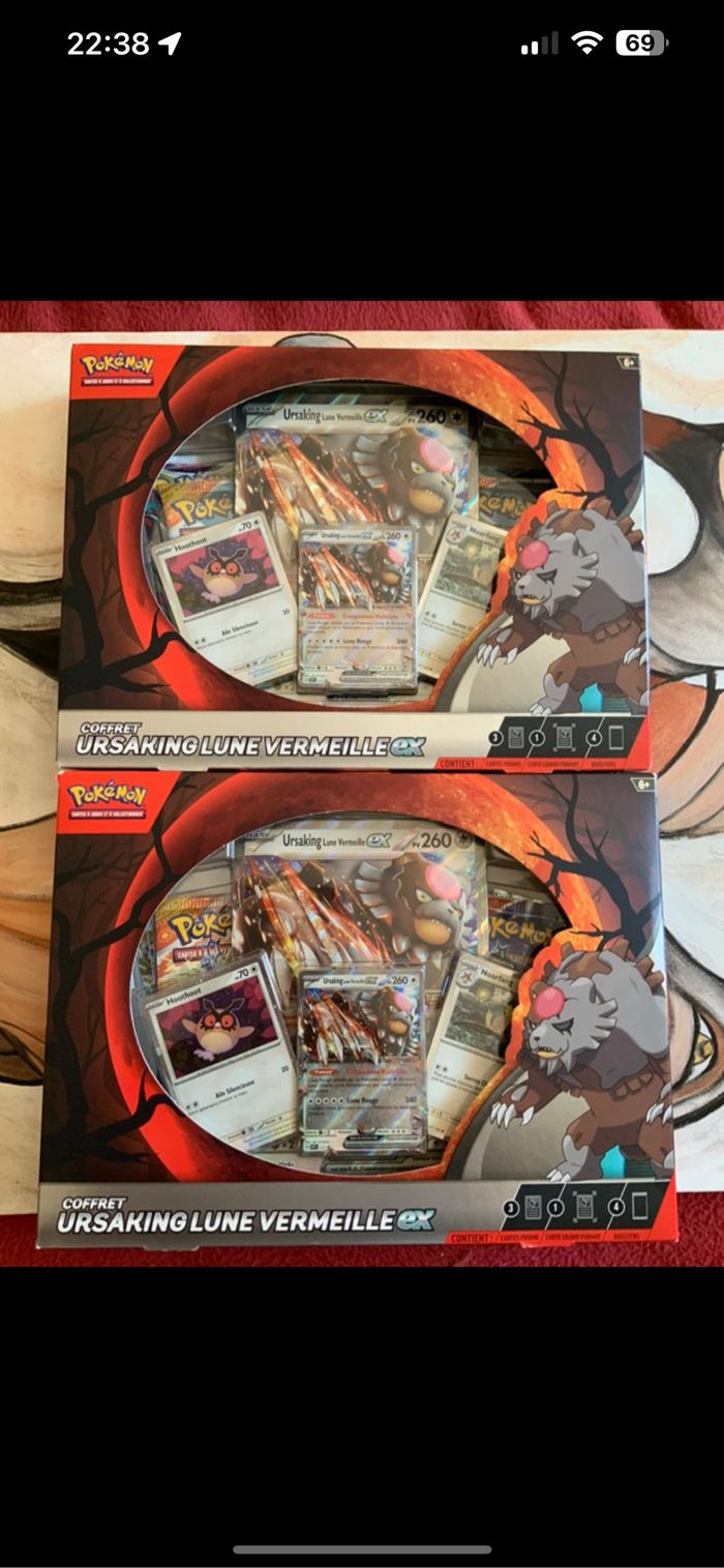 2 Coffret Pokémon ursaking lune vermeille Ex