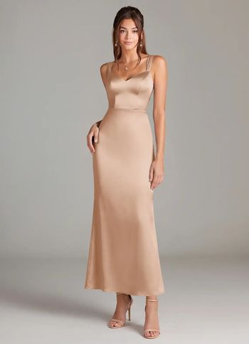 Azazie Robe fourreau en satin beige, rose, champagne, gold