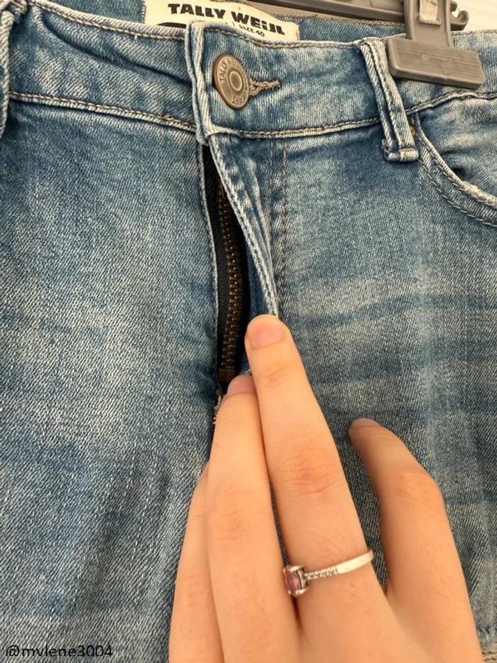 Jean slim skinny déchiré destroy bleu clair poches à fermeture éclair - photo numéro 7