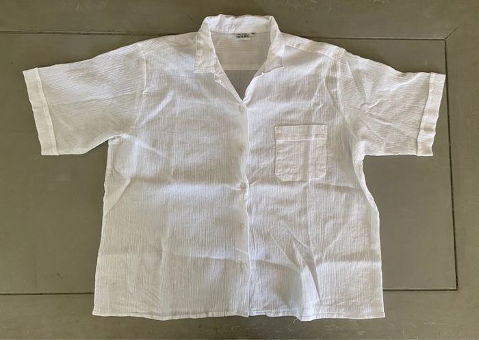 Chemise blanche vintage style en gaze de coton taille M - photo numéro 9