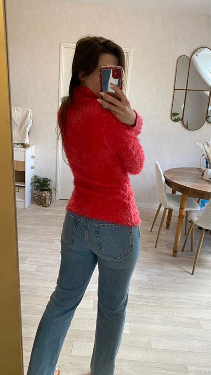 Pull col roulé moumoute rose - photo numéro 3