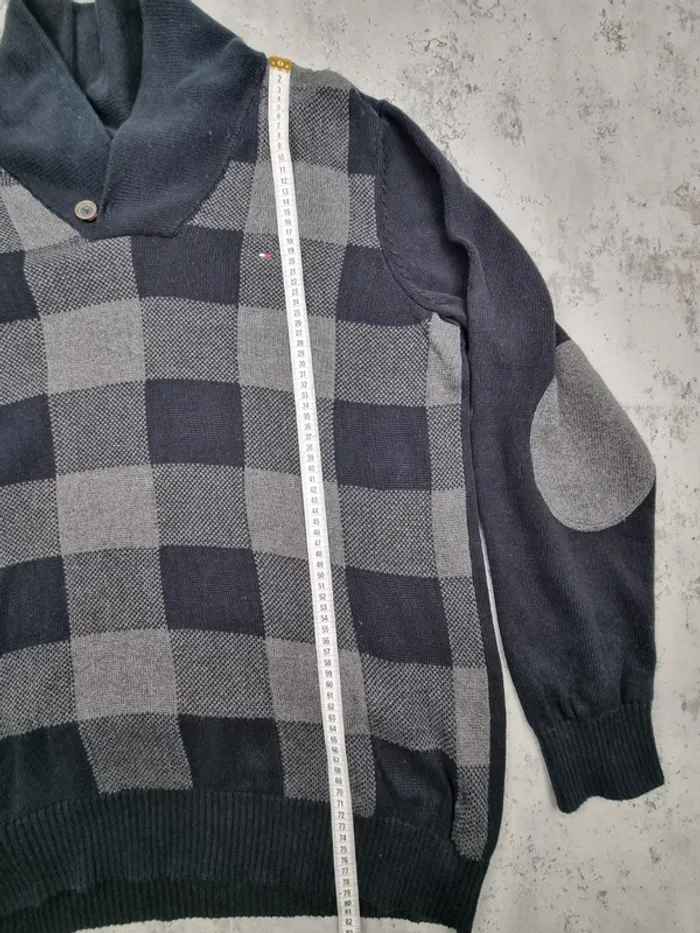 Pull col châle noir à carreaux Tommy Hilfiger – Taille XXL Homme (mesures en photos) - photo numéro 9