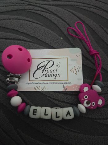 Attache tétine silicone koala fushia 
