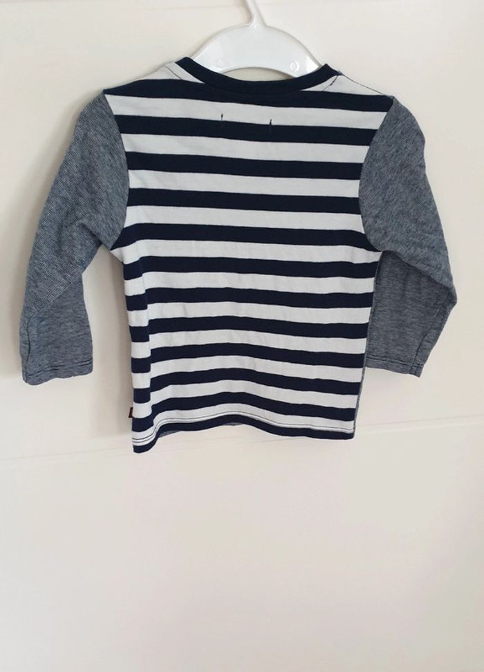 T-shirt manches longues, mister denim, rayé blanc, taille 12 mois, Obaïbi - photo numéro 2