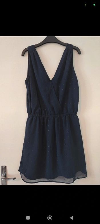 Robe bleu décolleté en voile taille S Mango