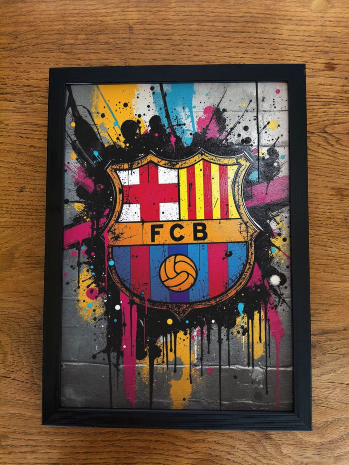 Affiche poster mural FC Barcelone A4 (21×29,7 cm) street art coloré déco chambre salon foot - photo numéro 3