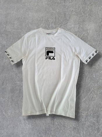 T-shirt Fila vintage blanc logo brodé 100% coton avec QR code - M
