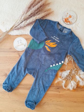 Pyjama grenouillère velours 12 mois garçon Kiabi