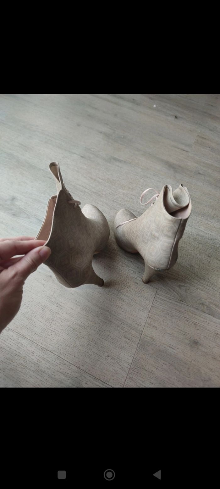 Bottines 38 Dogo femme a talons 8-9cm beige dessin multicolore - photo numéro 6