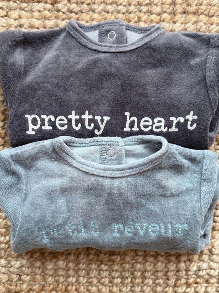 Lot pyjama velours Kiabi 1mois / 54cm - photo numéro 2