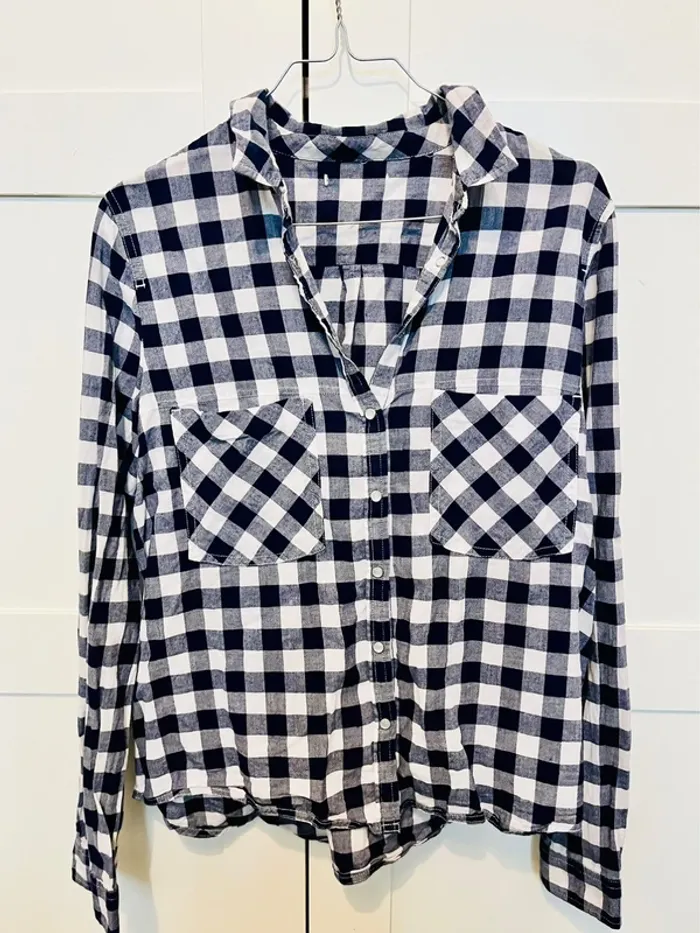 Chemise à carreaux bleu marine - photo numéro 2