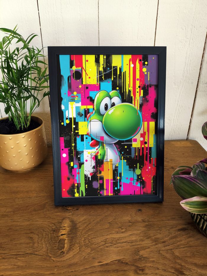 Affiche poster mural Yoshi Nintendo A4 (21×29,7 cm) déco colorée gaming chambre bureau - photo numéro 2