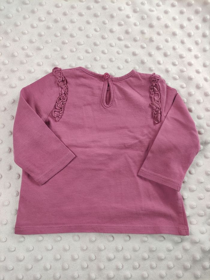 T-shirt manches longues mauve Tex taille 6 mois - photo numéro 3