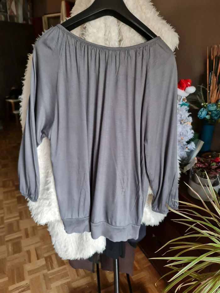 Haut gris manche 3/4 H&M - photo numéro 2