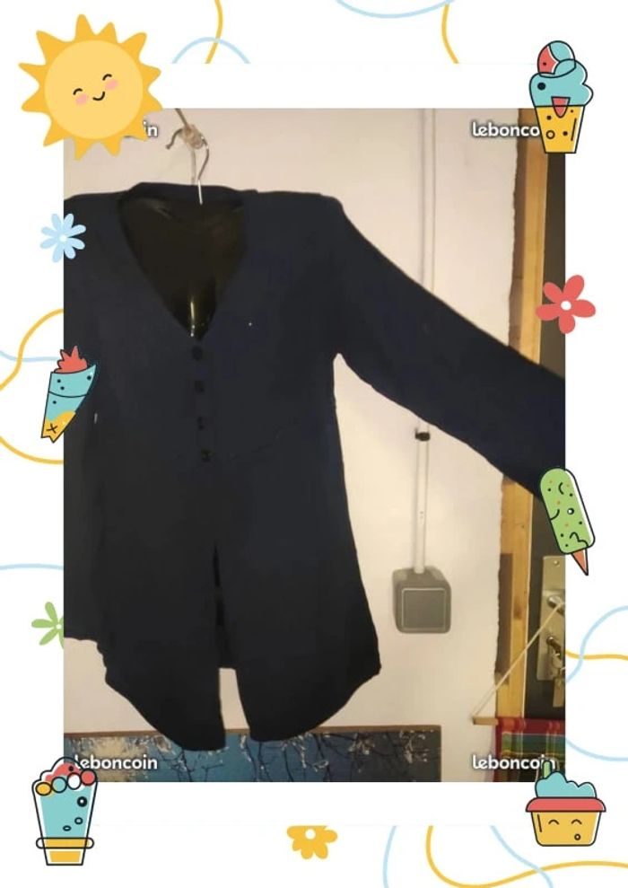 Tunique blouse bleue marine XS 34 Hennes Collection - photo numéro 3