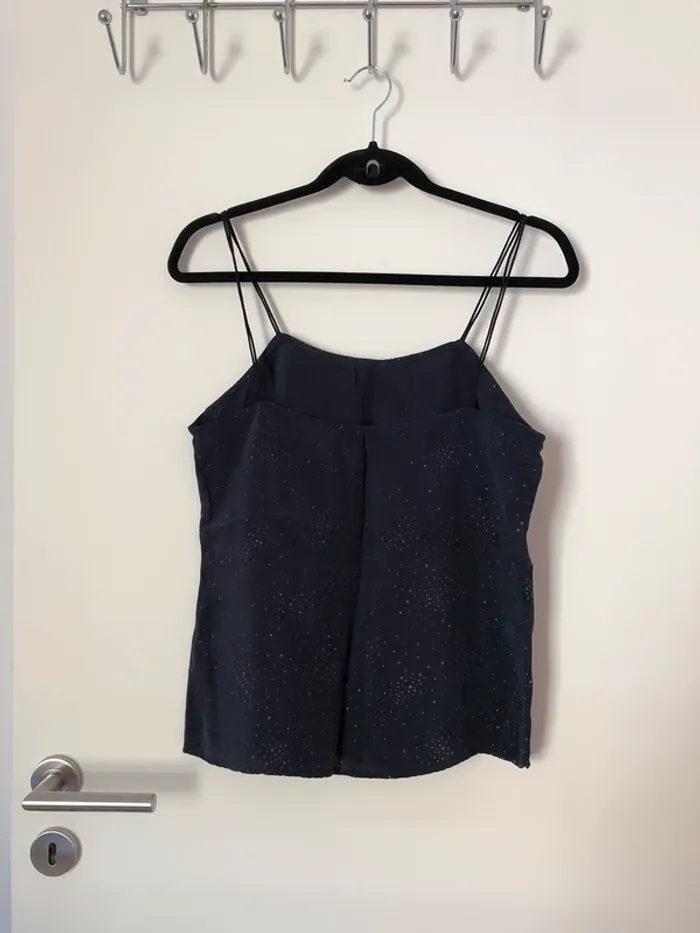 Top à bretelles bleu marine cupro avec paillettes Saint Hilaire taille 38 - photo numéro 6