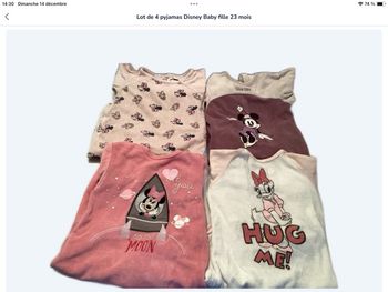 Lot 4 pyjamas Disney Baby 23 mois