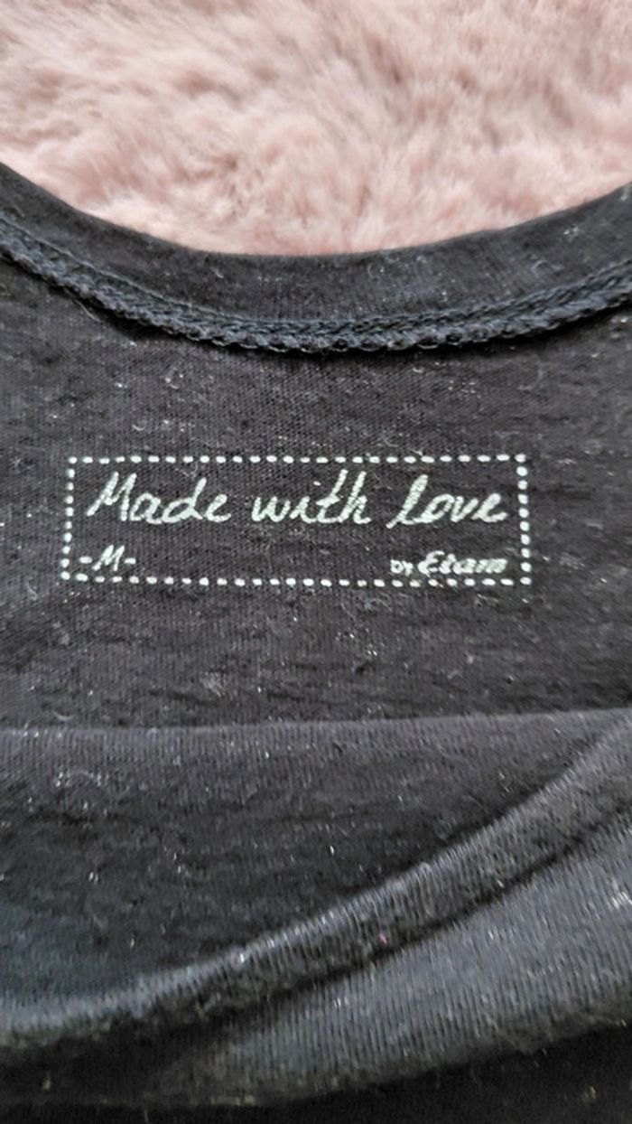T-shirt manches longues noir paillette nœud Etam taille M - photo numéro 2