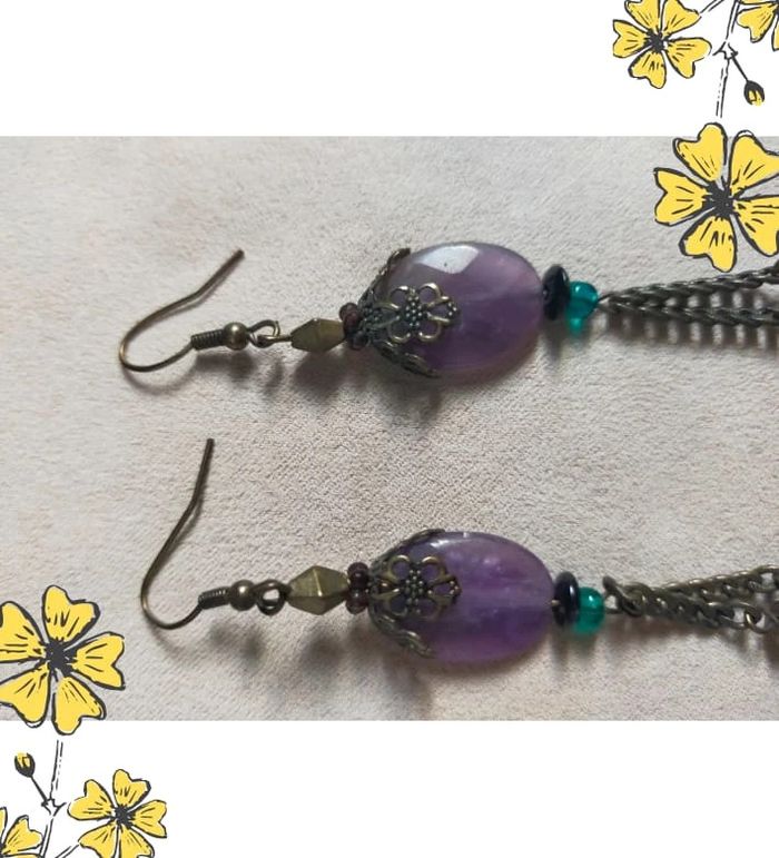 Boucles d’oreilles longues bohème chic – Collection Reflets de Lavande - photo numéro 3