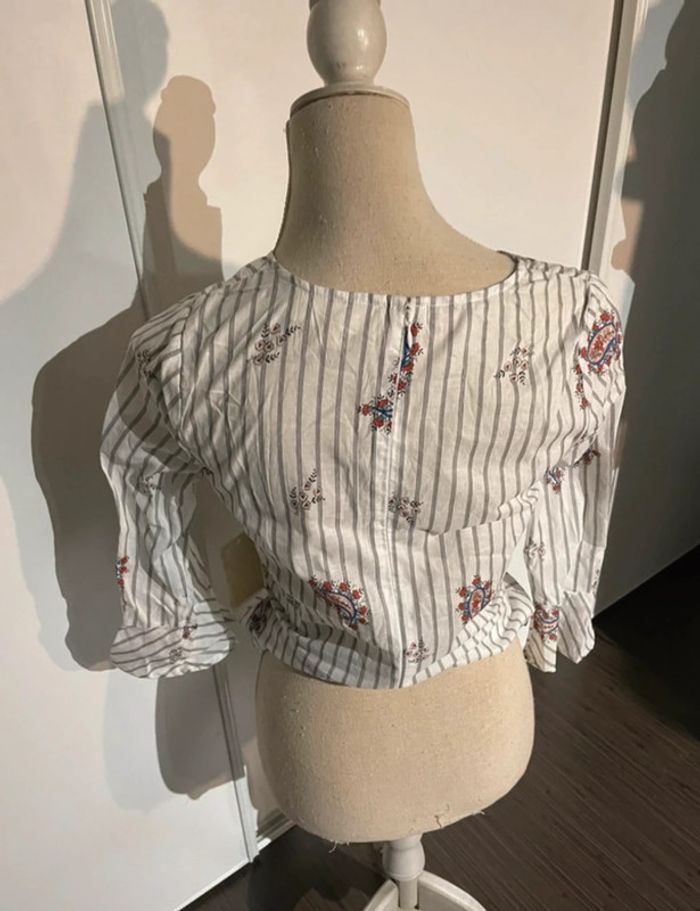 Chemisier Sweet Wanderer rayé à motifs cachemire et noué à la taille - Taille S- Neuf avec étiquette - photo numéro 3