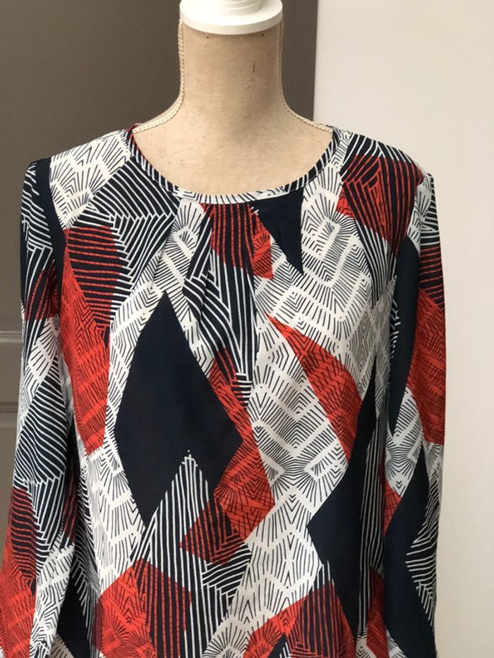 Blouse taille 40 marine rouge blanc impeccable - photo numéro 2