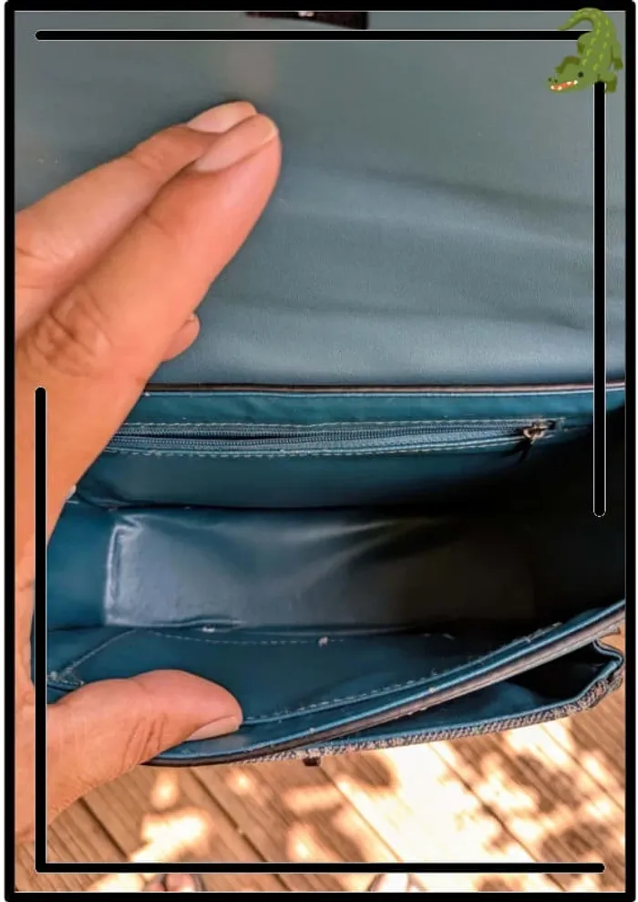 Sac bandoulière à motif tartan et simili cuir bleu canard - photo numéro 5