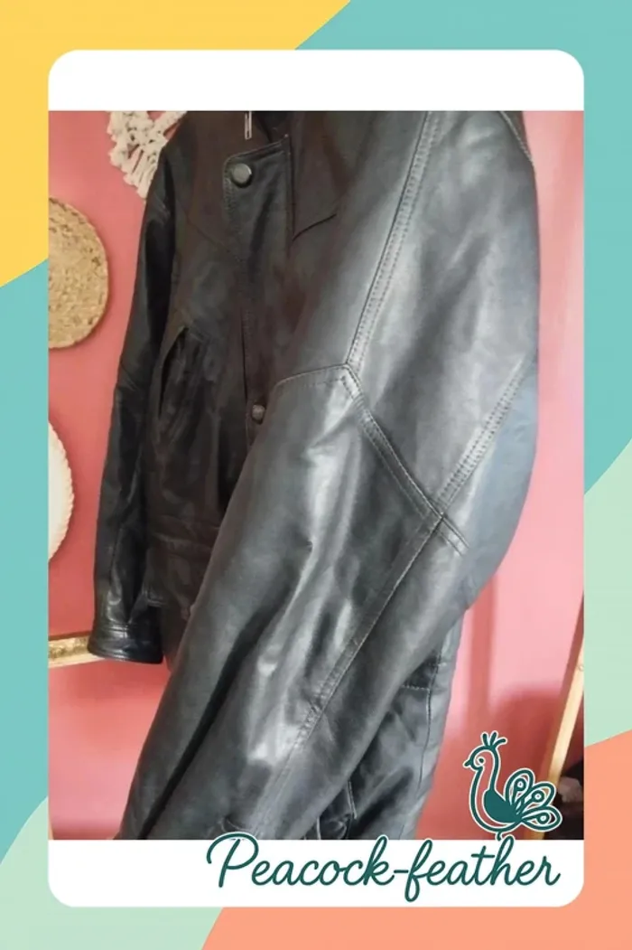Veste cuir véritable homme noir 56 - photo numéro 8