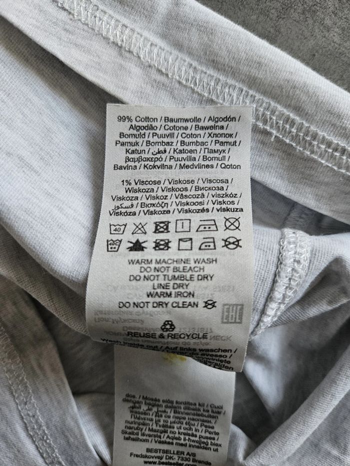 T-shirt à manches courtes homme - Taille M / 38 - Jack & Jones - Gris brodé bleu - photo numéro 6