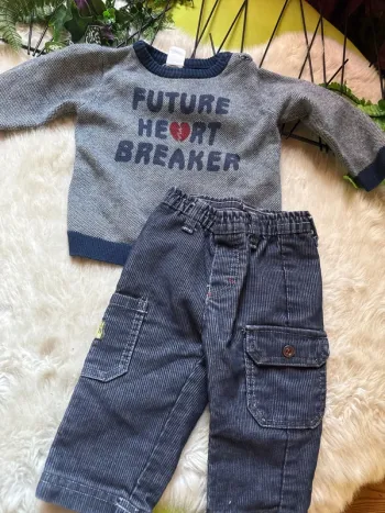 Pull et pantalon garçon - 6 mois
